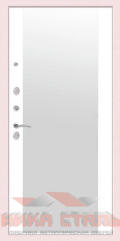 Белая входная дверь с зеркалом Белая входная дверь с зеркалом